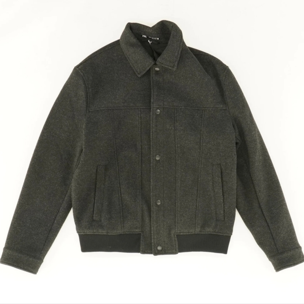 Zara Large Structure Structured Bomber Standard G… - image 1